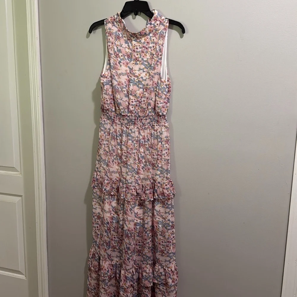 FSL Apparel floral print ruffled halter top maxi dress - Picture 3 of 8